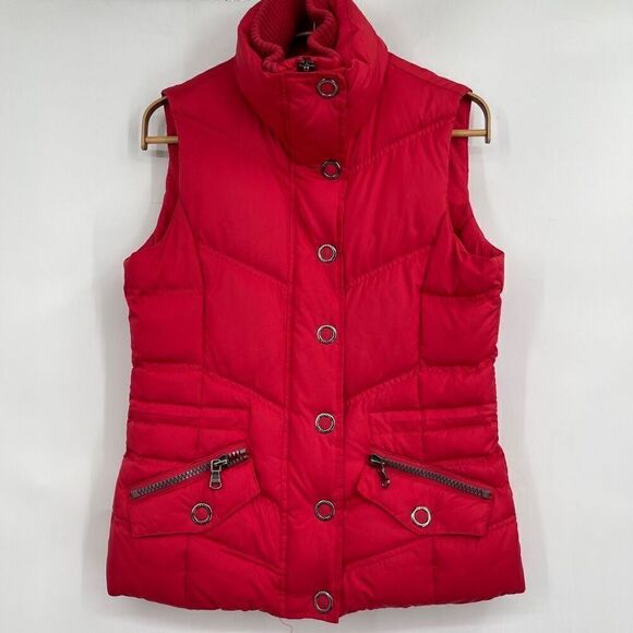 Esprit Red Sleeveless Snap Full Zip Down Vest Puffer Jacket Size XS - Picture 1 of 8